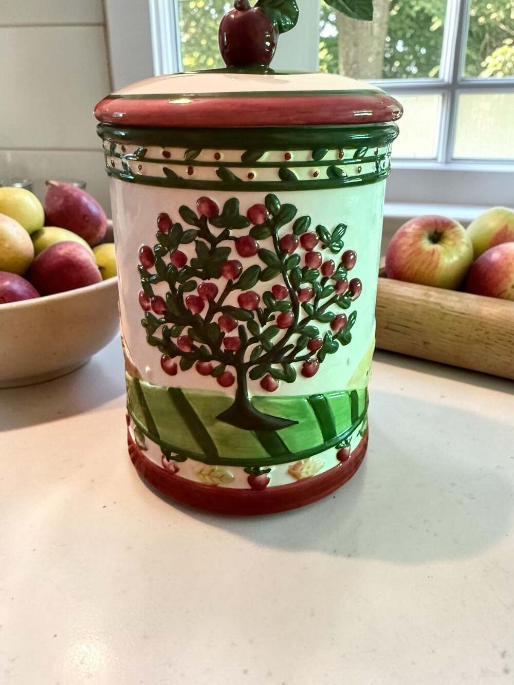 Nantucket Home Apple Orchard Ceramic Kitchen Canister with Lid